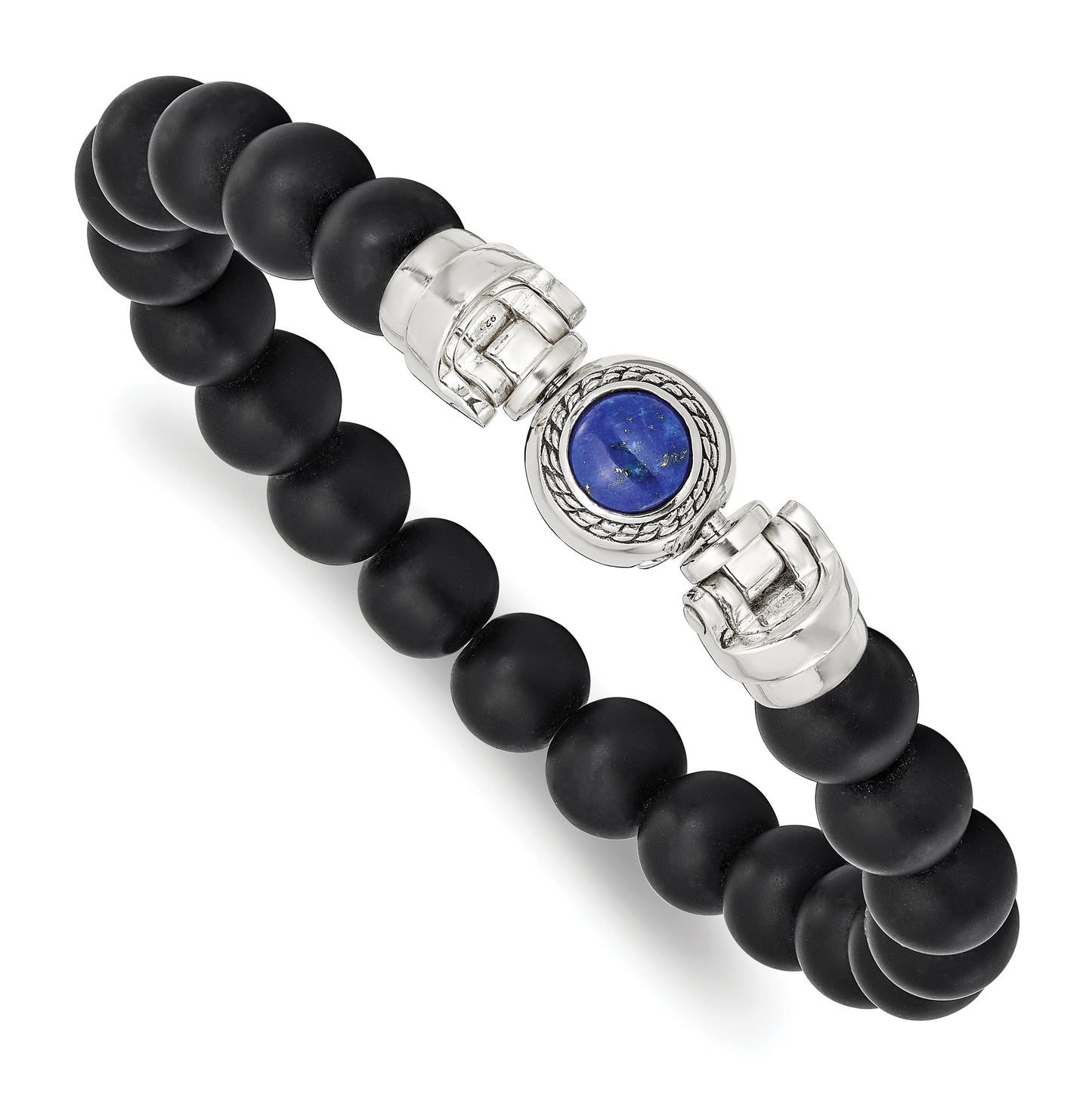 Sterling Silver Reflections 10mm Matte Black Onyx Beaded 8in Bracelet/Bead not included, sold seperately