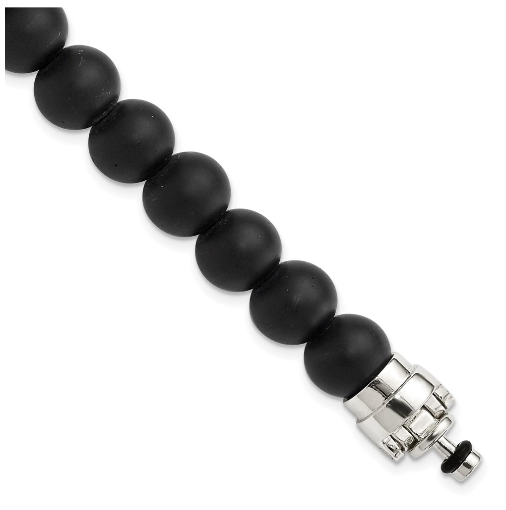 Sterling Silver Reflections 10mm Matte Black Onyx Beaded 8in Bracelet/Bead not included, sold seperately