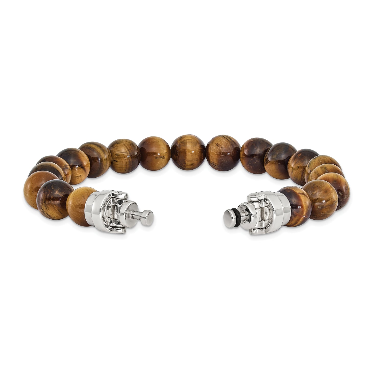 Sterling Silver Reflections 10mm Tigers Eye Beaded 8in Bracelet/Bead not included, sold seperately