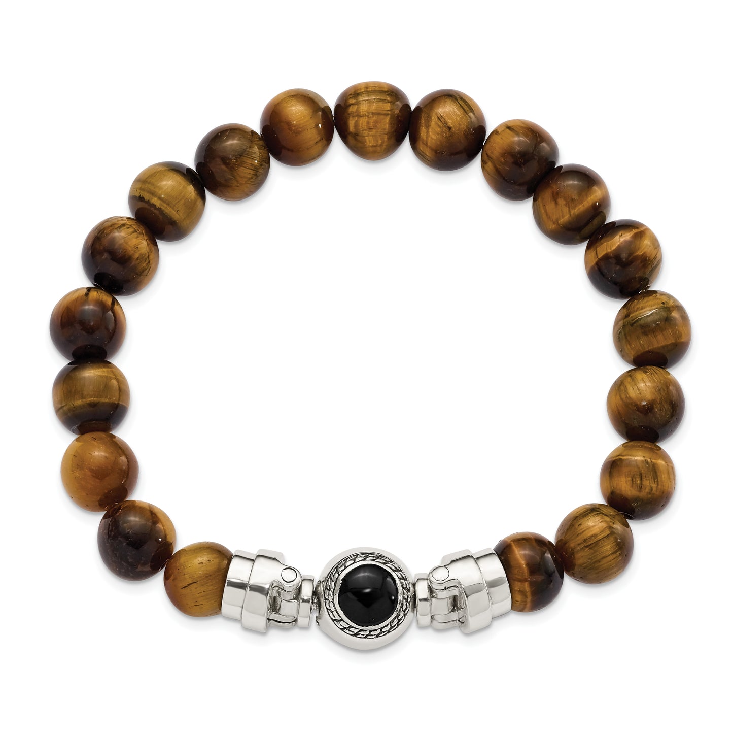 Sterling Silver Reflections 10mm Tigers Eye Beaded 8in Bracelet/Bead not included, sold seperately