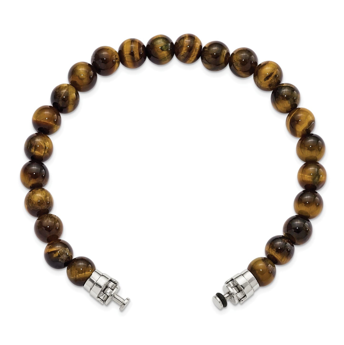 Sterling Silver Reflections 8mm Tigers Eye Beaded 8in Bracelet/Bead not included, sold seperately