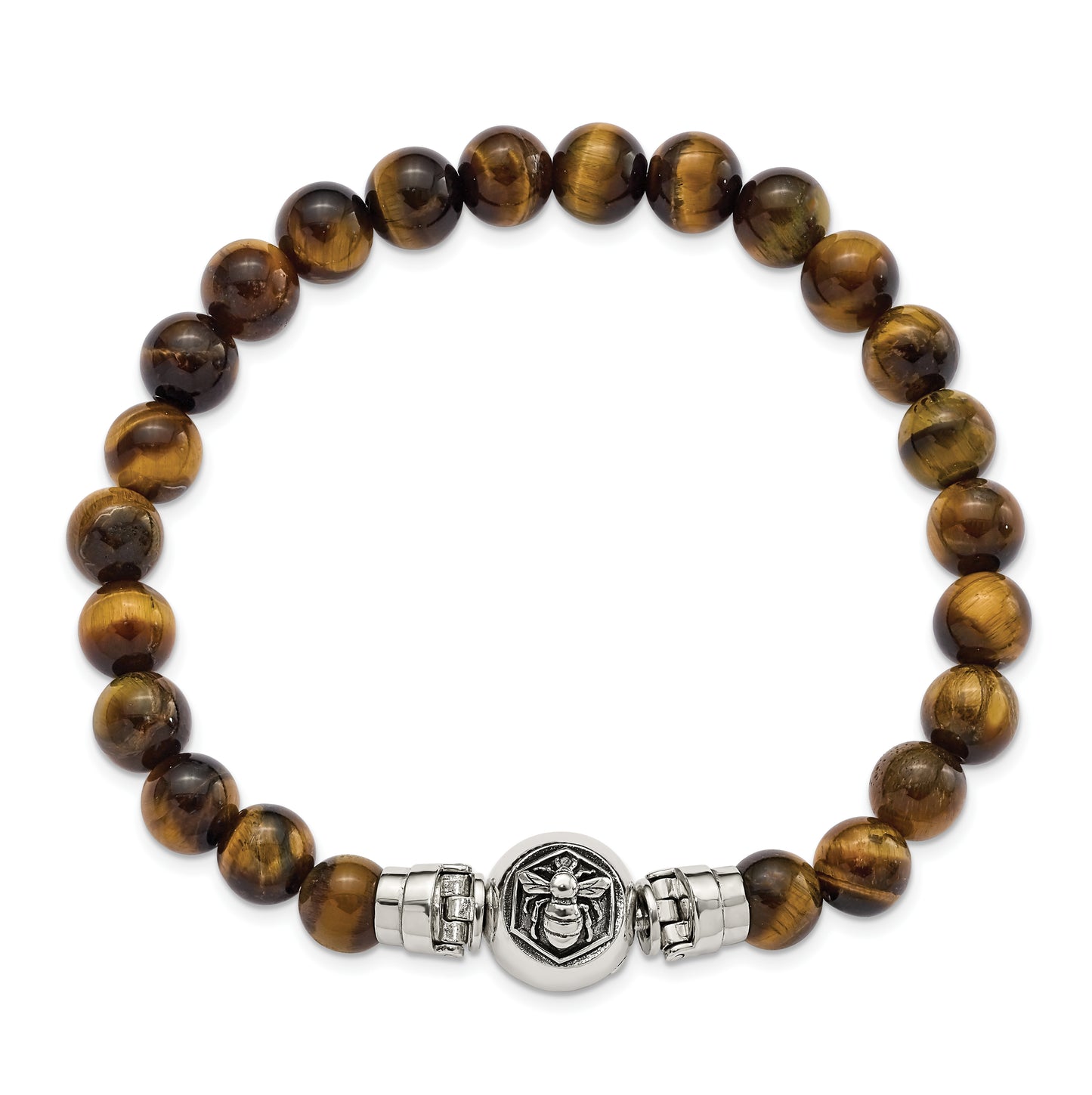 Sterling Silver Reflections 8mm Tigers Eye Beaded 8in Bracelet/Bead not included, sold seperately