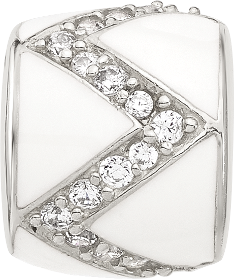 Sterling Silver Reflections White Enamel with Cubic Zirconia Design Bead