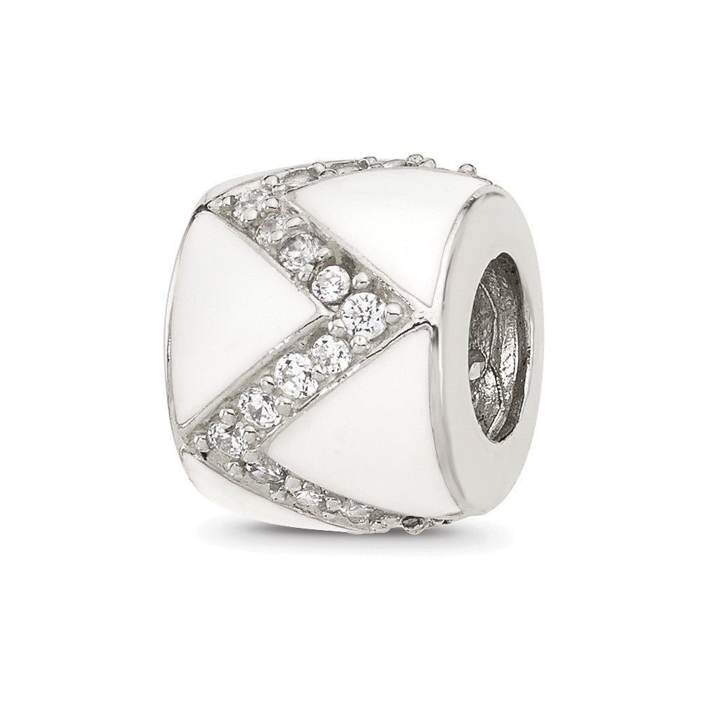 Sterling Silver Reflections White Enamel with Cubic Zirconia Design Bead