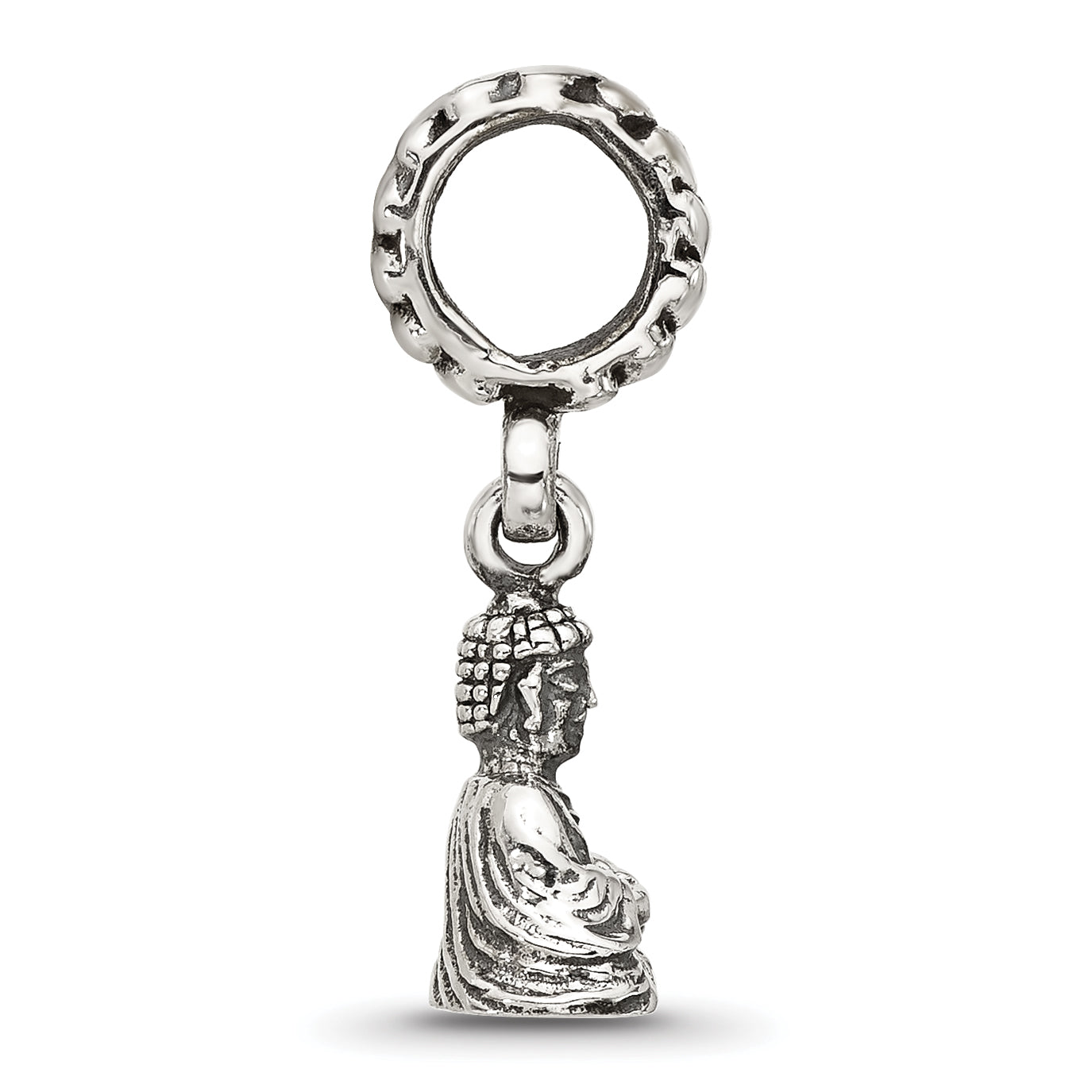 Sterling Silver Reflections Antiqued Budda Dangle Bead