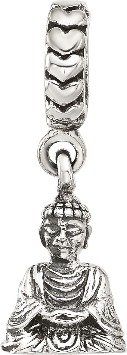 Sterling Silver Reflections Antiqued Budda Dangle Bead