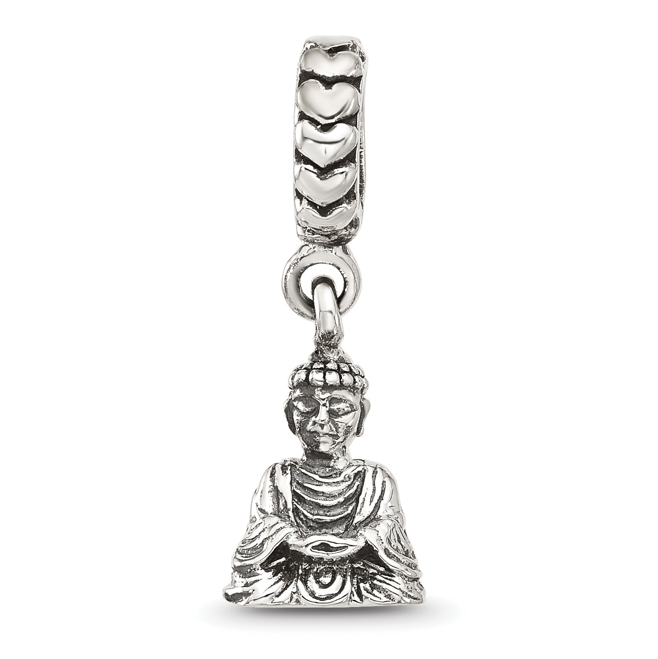 Sterling Silver Reflections Antiqued Budda Dangle Bead