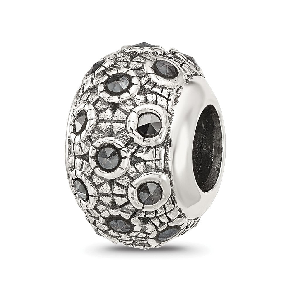 Sterling Silver Reflections Antiqued Marcasite Bead