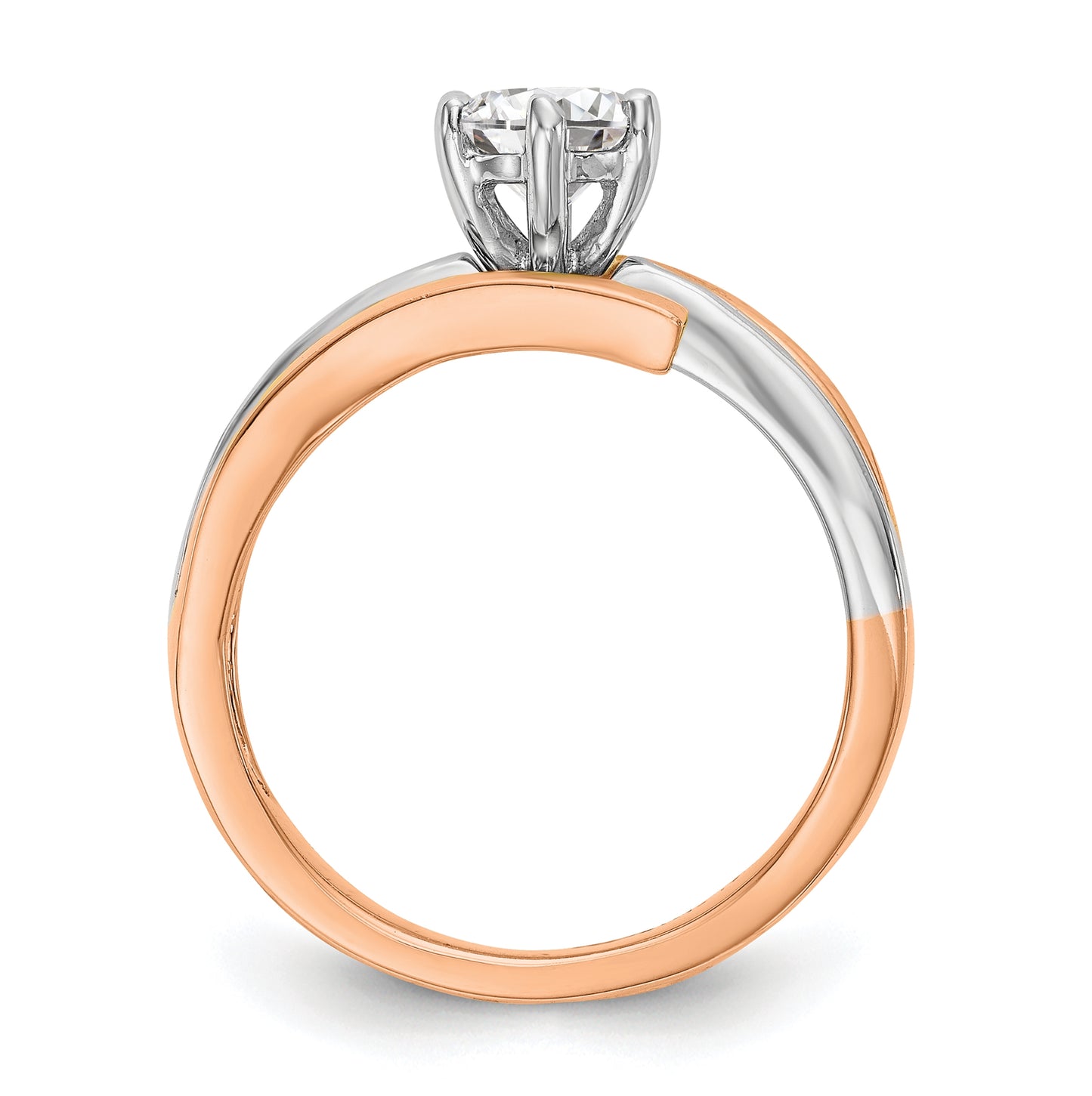 14k White and Rose Gold By-Pass Peg Set 1/6 carat Diamond Semi-mount Engagement Ring