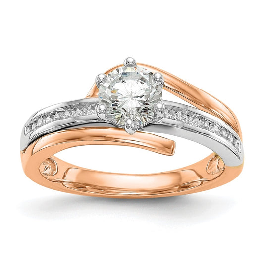 14k White and Rose Gold By-Pass Peg Set 1/6 carat Diamond Semi-mount Engagement Ring