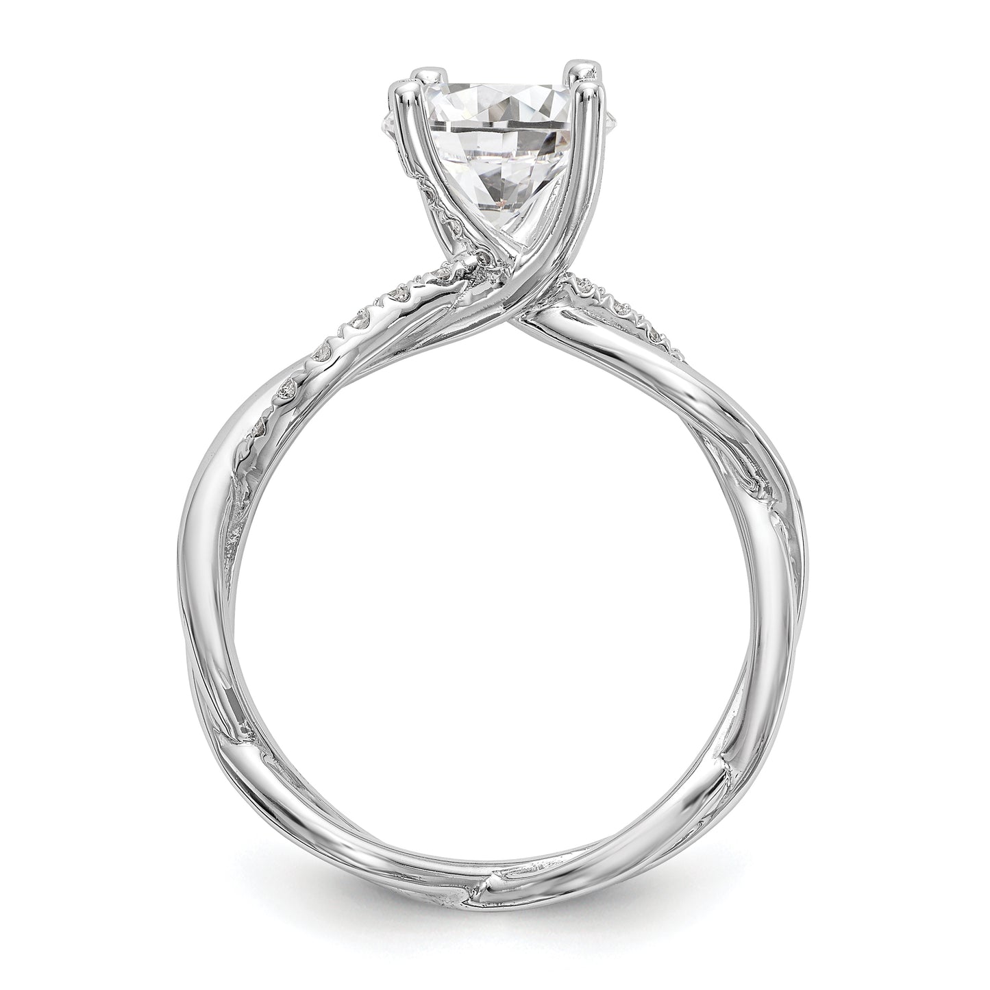 Platinum Diamond Round Semi-mount Criss-Cross Engagement Ring