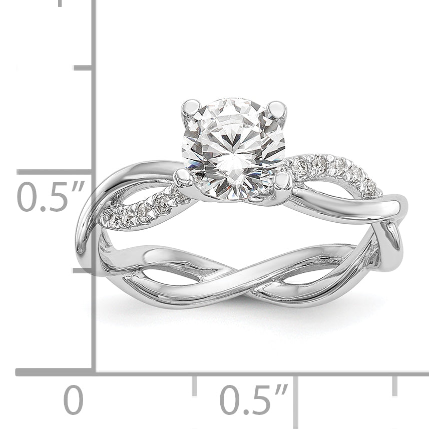 Platinum Diamond Round Semi-mount Criss-Cross Engagement Ring