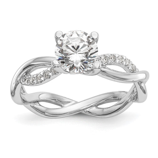 Platinum Diamond Round Semi-mount Criss-Cross Engagement Ring