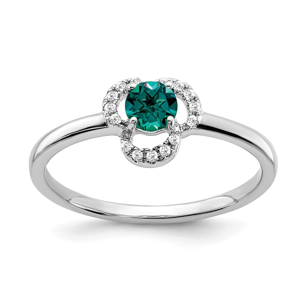 10k White Gold Created Alexandrite and Diamond Ring