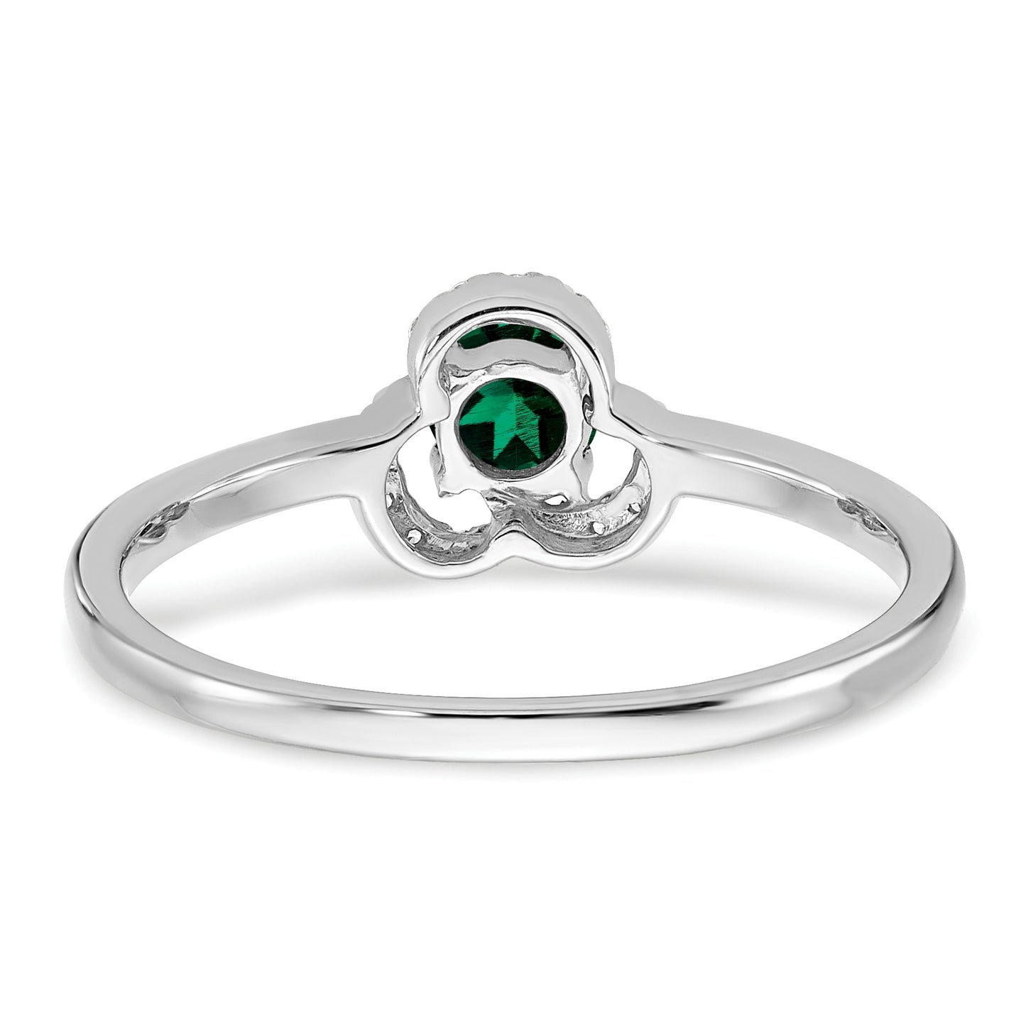 10k White Gold Created Emerald and Diamond Ring