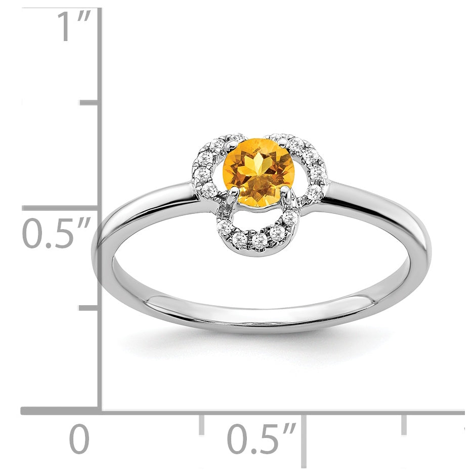 10k White Gold Citrine and Diamond Ring