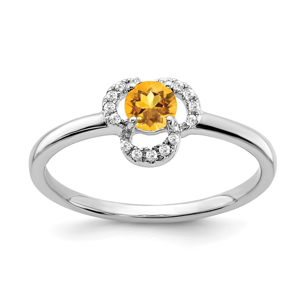 10k White Gold Citrine and Diamond Ring