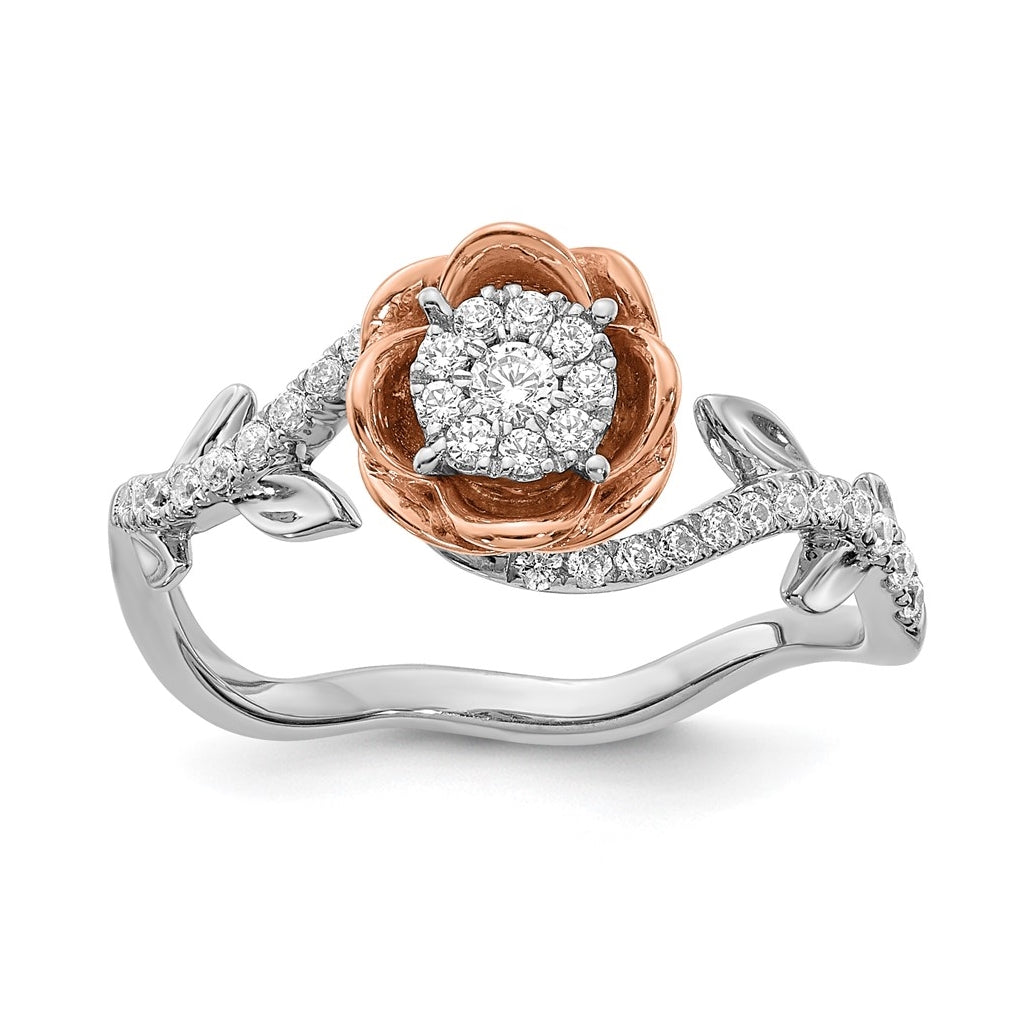 14k White and Rose Gold Floral 1/4 carat Diamond Complete Fashion/Engagement Ring