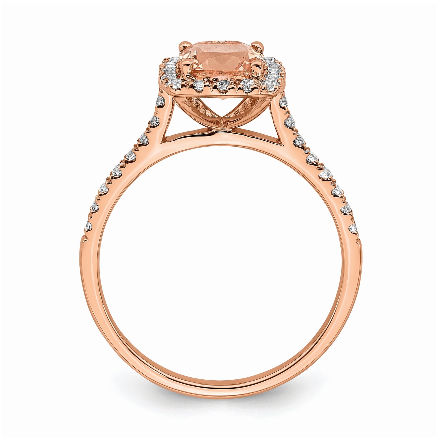 Blooming Bridal 14k Rose Gold Halo 6.00mm Cushion-cut Morganite and 1/4 carat Diamond Complete Engagement Ring