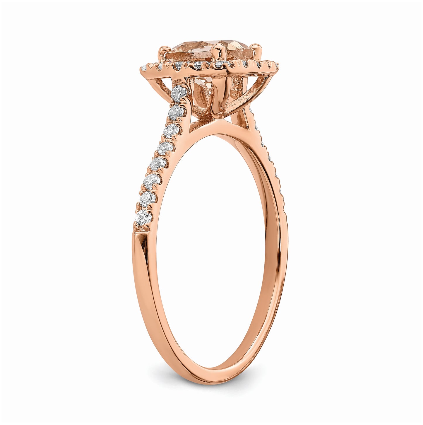 Blooming Bridal 14k Rose Gold Halo 6.00mm Cushion-cut Morganite and 1/4 carat Diamond Complete Engagement Ring