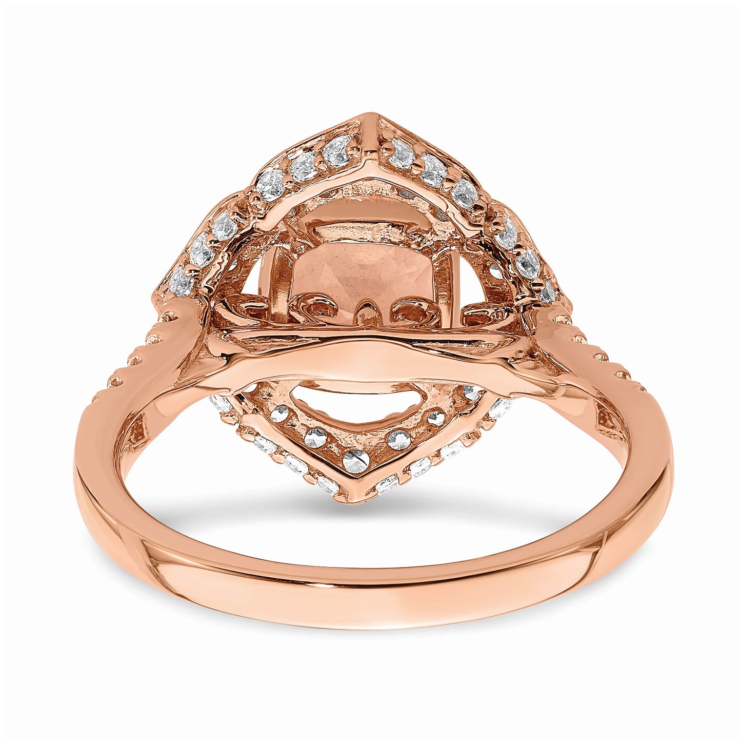 Blooming Bridal 14k Rose Gold Halo 7.00mm Cushion-cut Morganite and 3/4 carat Diamond Complete Engagement Ring