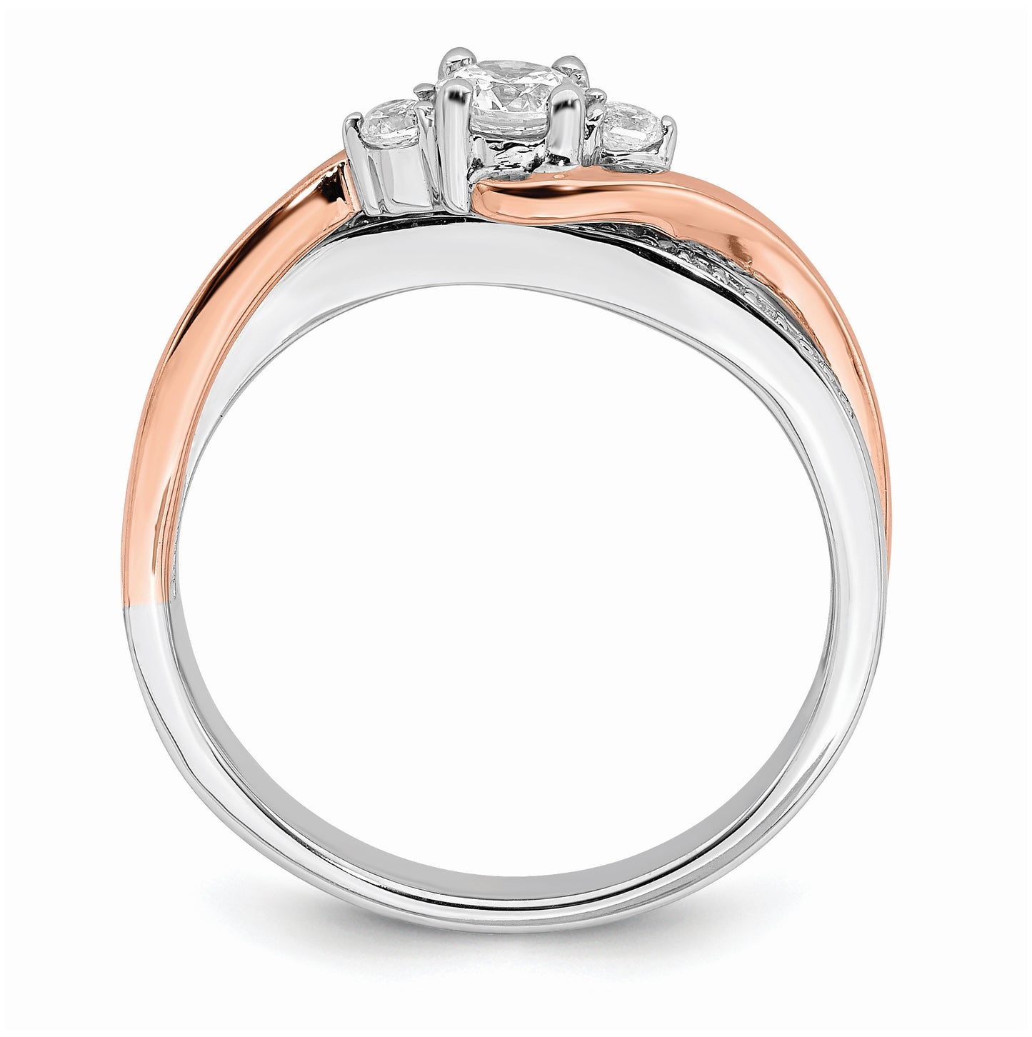 10k White and Rose Gold (Holds 1/4 carat (4.1mm) Round Center) 1/8 carat Diamond Semi-mount Engagement Ring