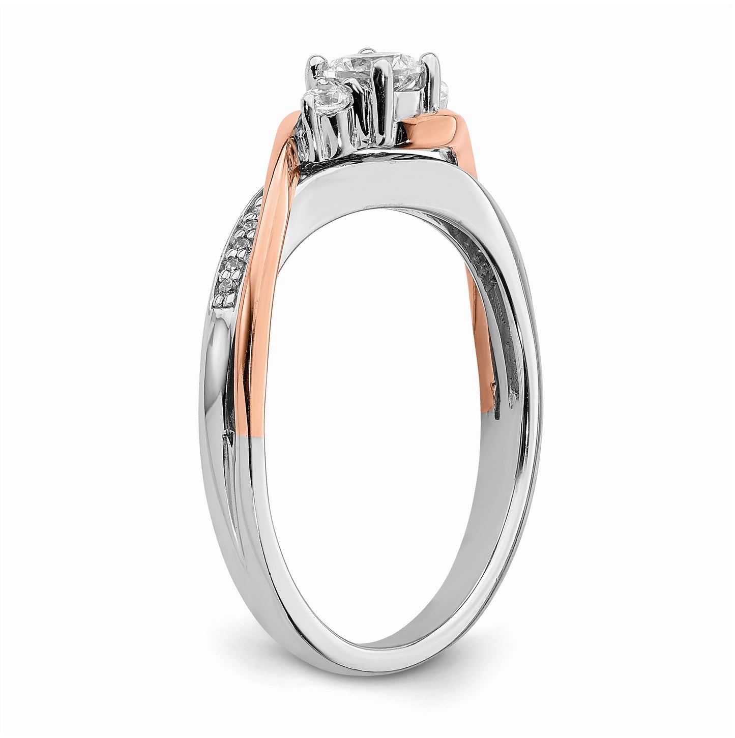 10k White and Rose Gold (Holds 1/4 carat (4.1mm) Round Center) 1/8 carat Diamond Semi-mount Engagement Ring