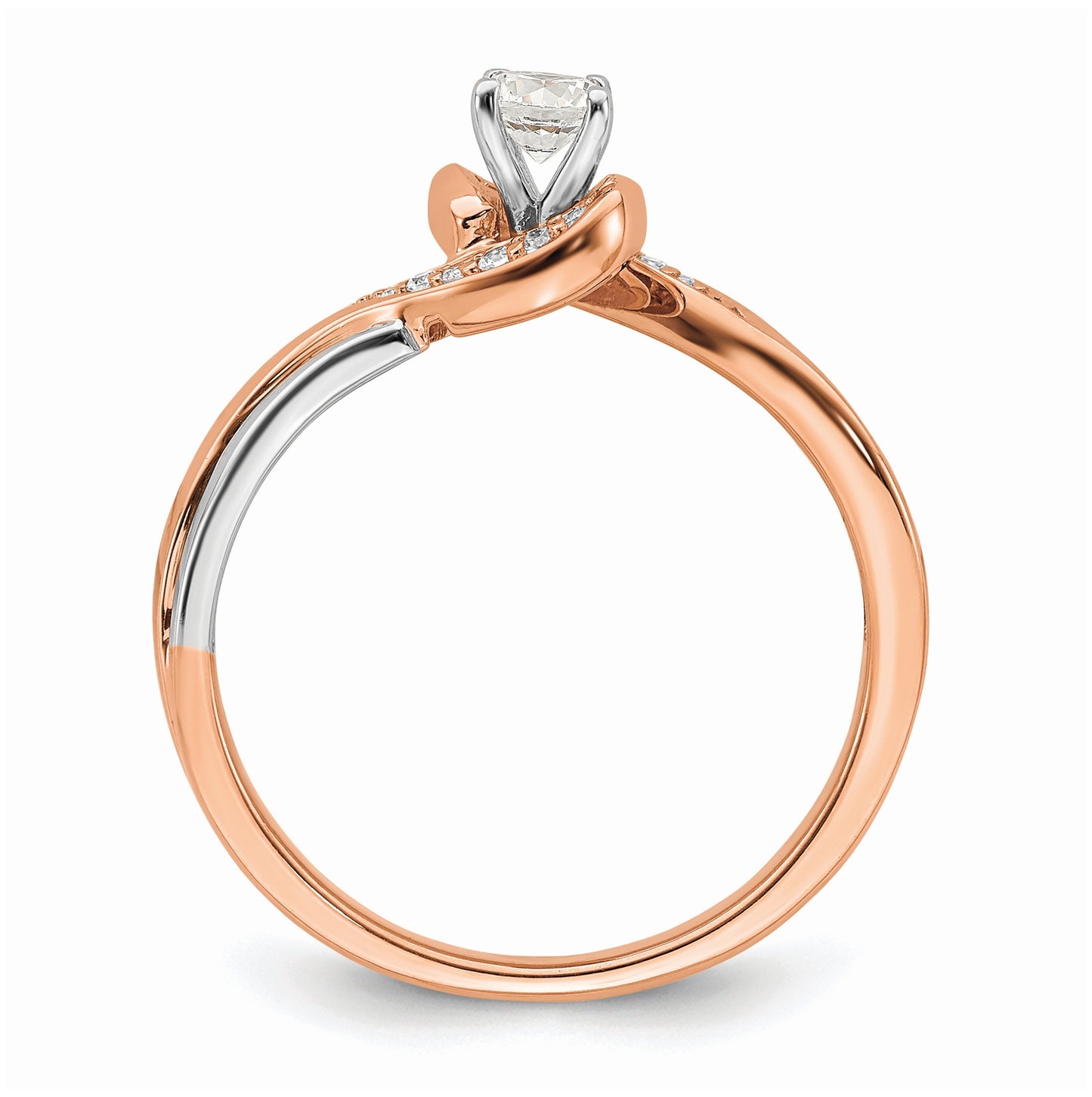 10k White and Rose Gold Bypass 1/4 carat Diamond Complete Engagement Ring