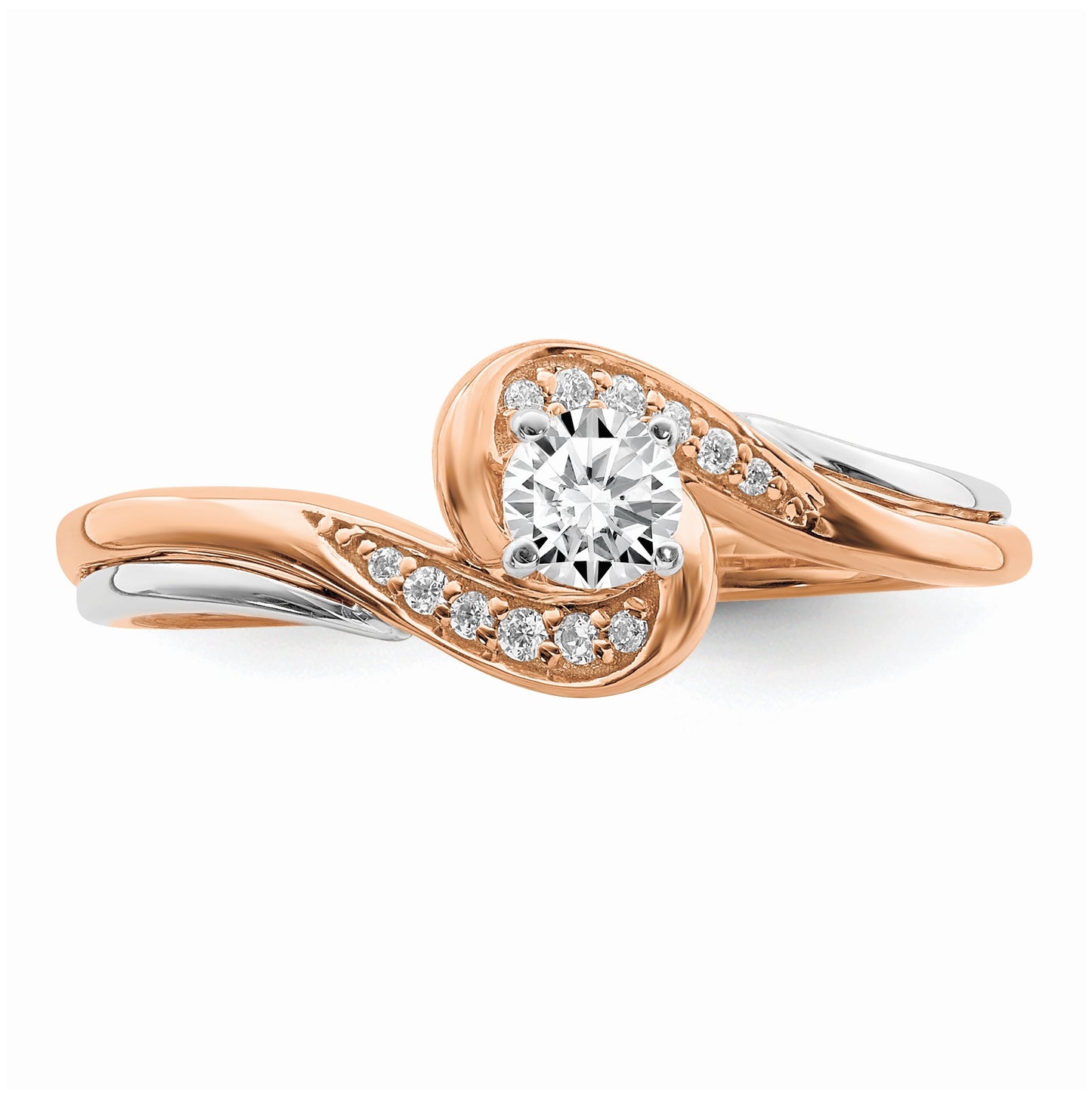 10k White and Rose Gold Bypass 1/4 carat Diamond Complete Engagement Ring