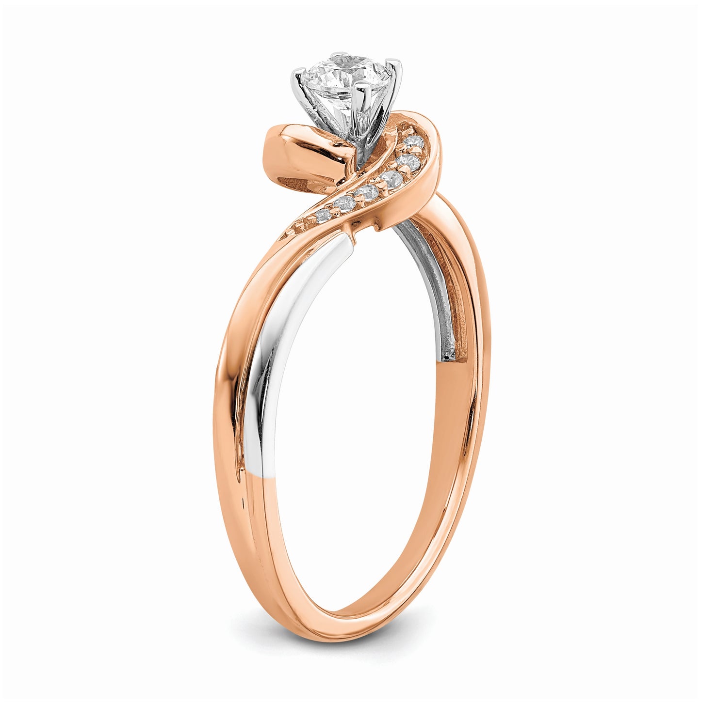 10k White and Rose Gold Bypass 1/4 carat Diamond Complete Engagement Ring