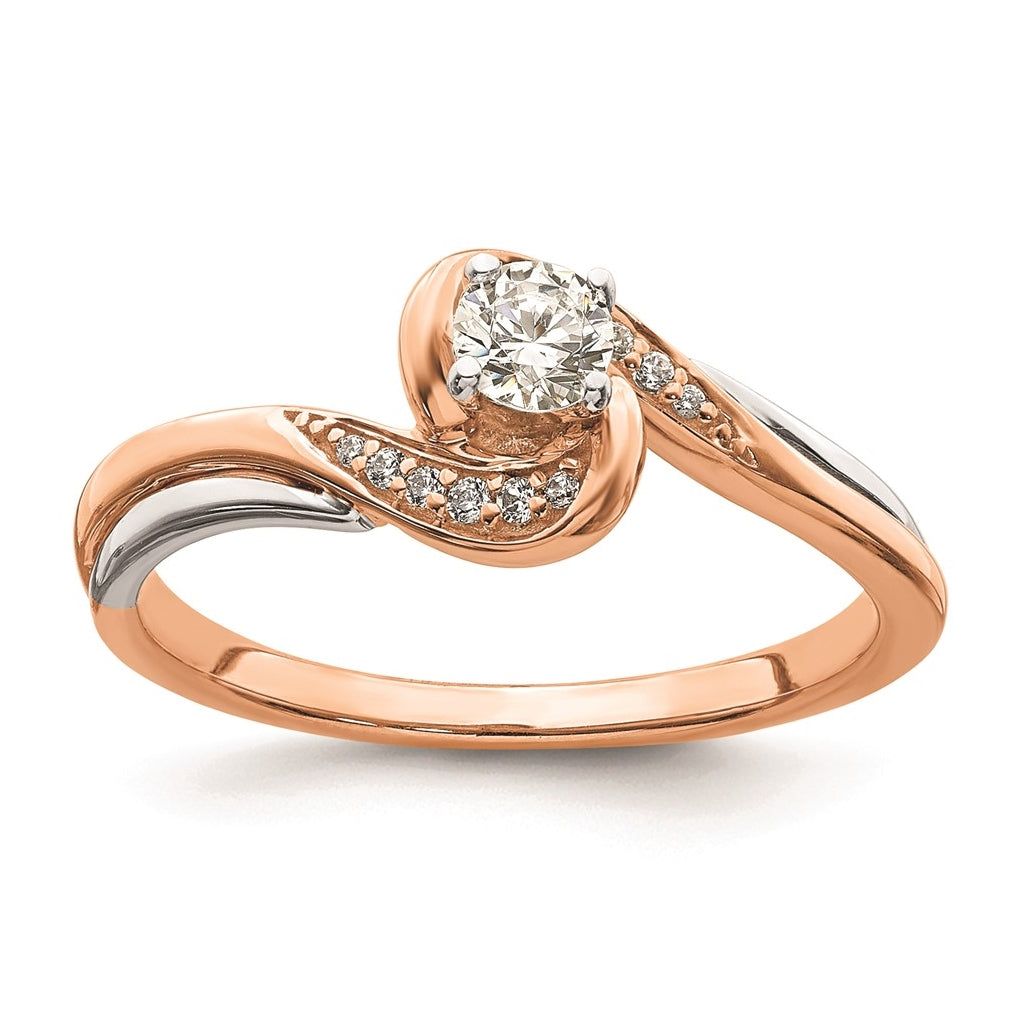 10k White and Rose Gold Bypass 1/4 carat Diamond Complete Engagement Ring