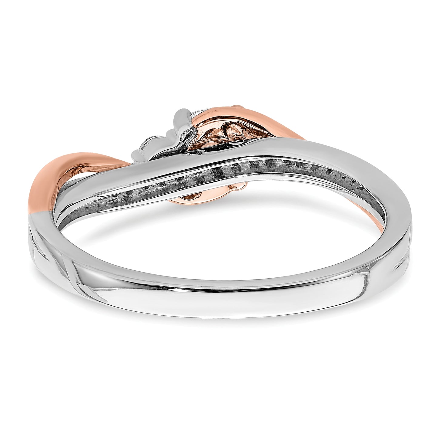 14k White and Rose Gold By-Pass (Holds 1/4 carat (4.00mm) Round Center) 1/8 carat Diamond Semi-mount Engagement Ring