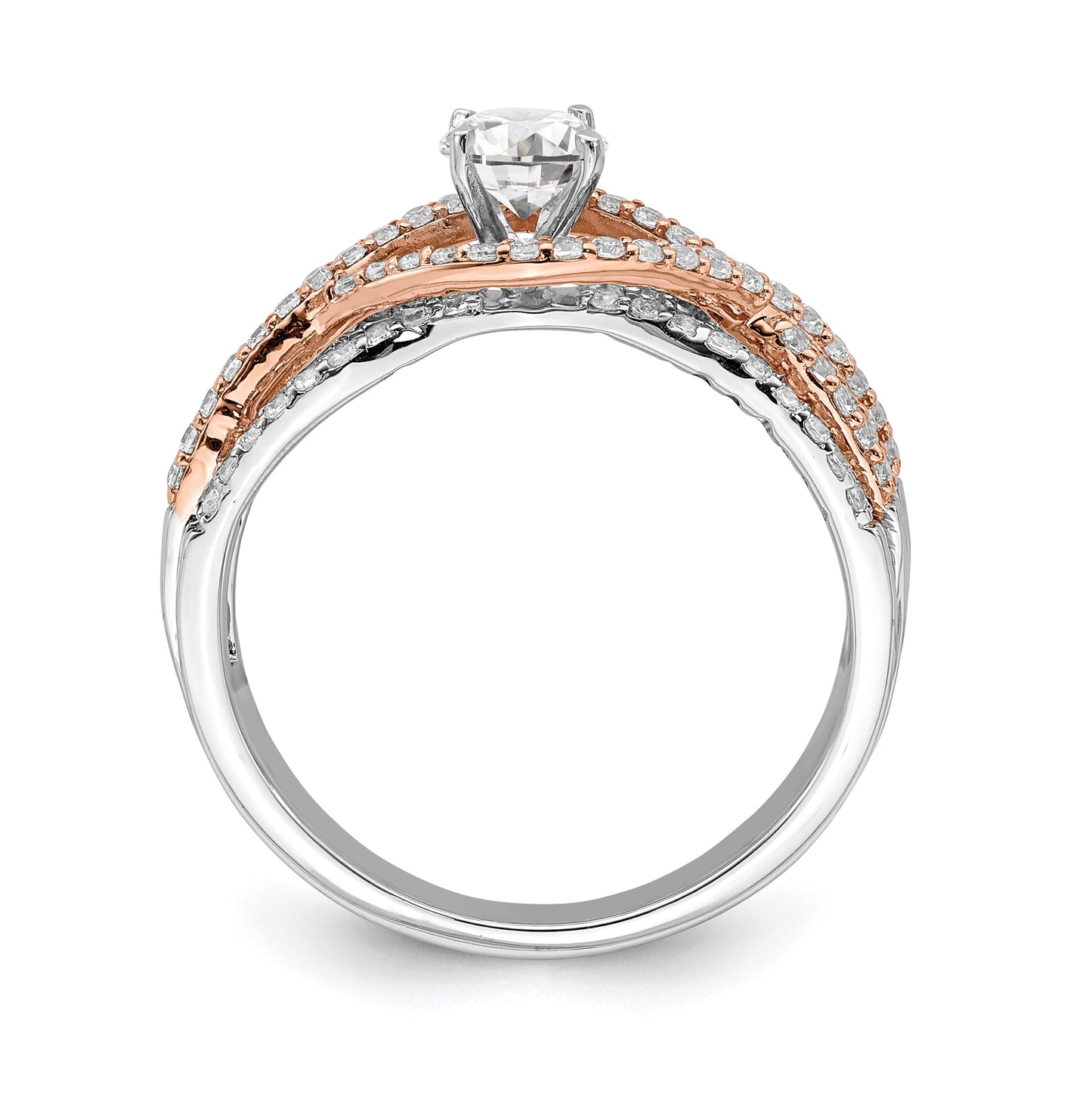 14k White and Rose Gold Twist Peg Set 1/2 carat Diamond Semi-mount Engagement Ring