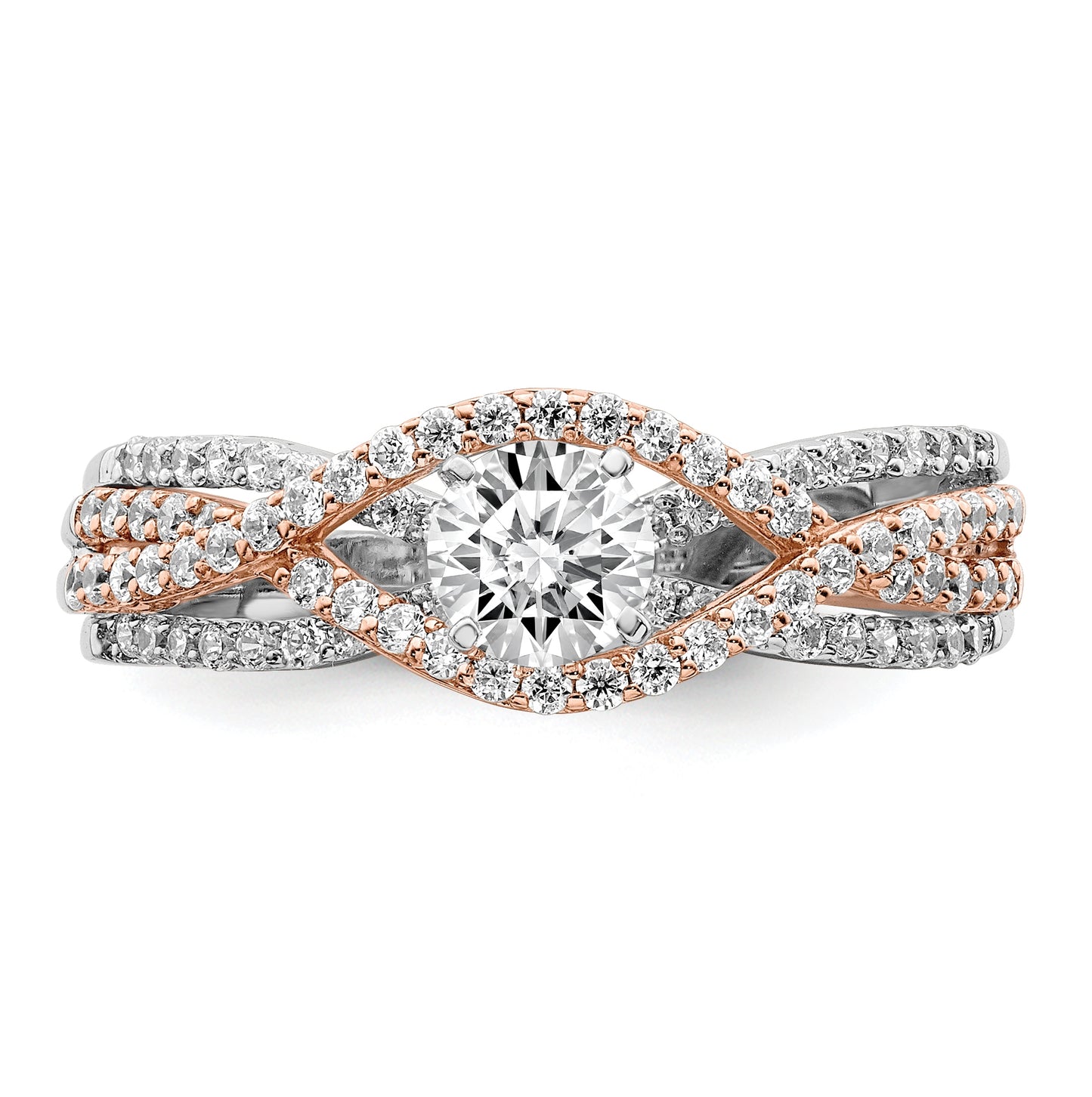 14k White and Rose Gold Twist Peg Set 1/2 carat Diamond Semi-mount Engagement Ring