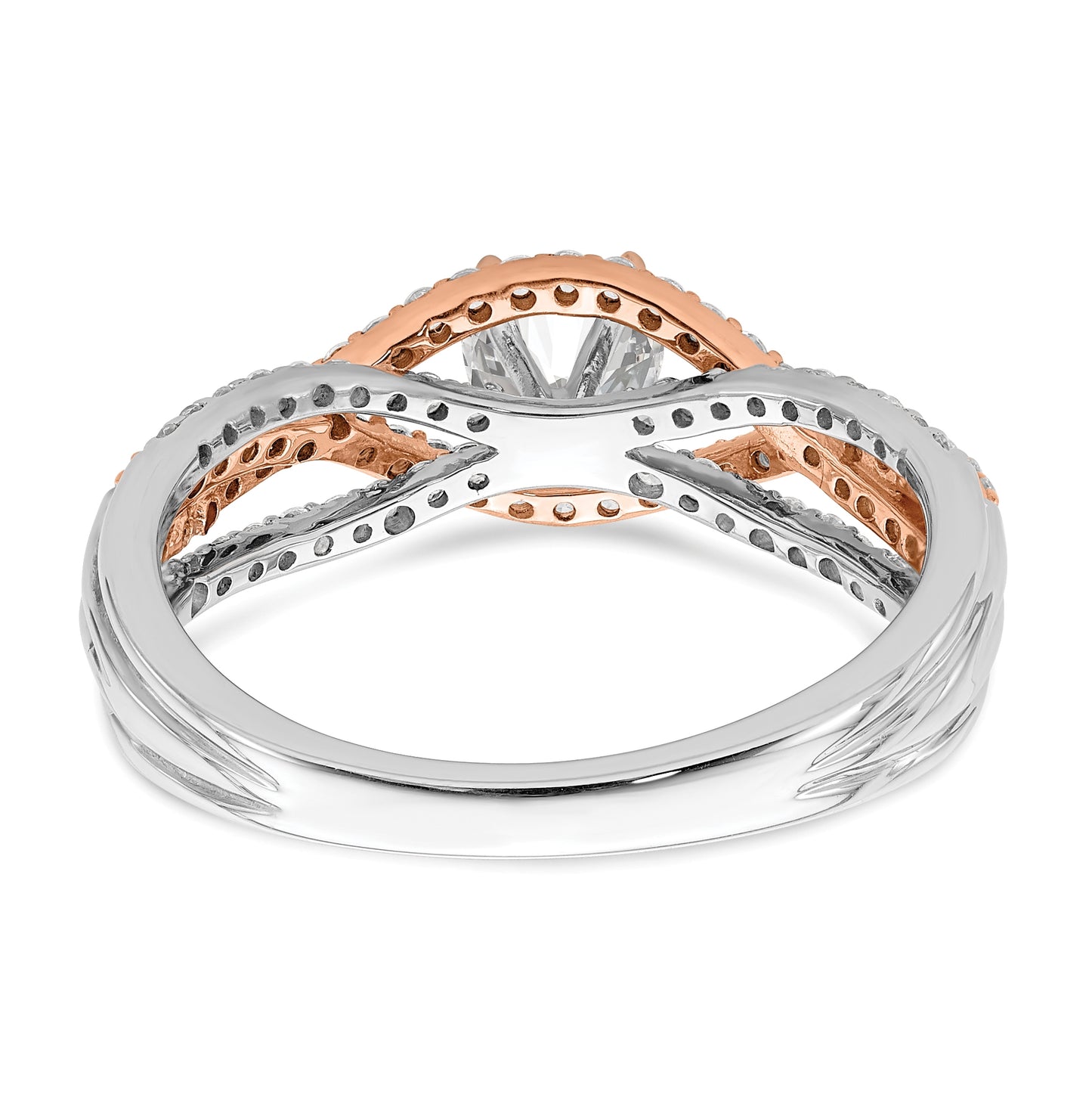 14k White and Rose Gold Twist Peg Set 1/2 carat Diamond Semi-mount Engagement Ring