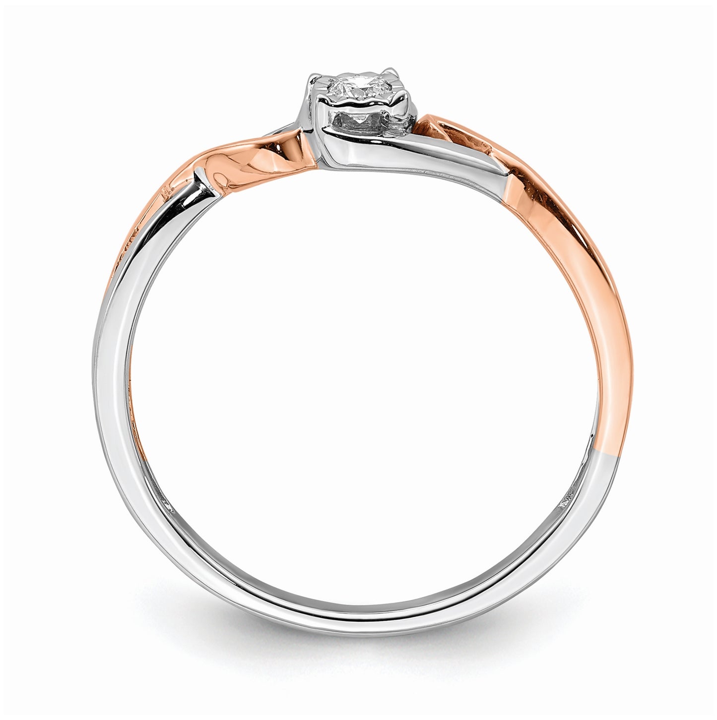 First Promise 14k White and Rose Gold Criss-Cross 1/20 carat Round Diamond Complete Promise/Engagement Ring