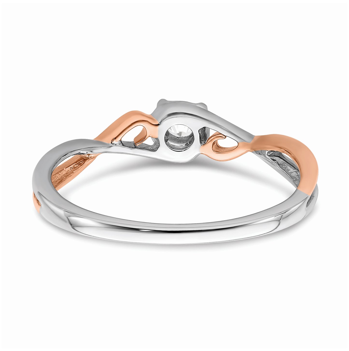 First Promise 14k White and Rose Gold Criss-Cross 1/20 carat Round Diamond Complete Promise/Engagement Ring