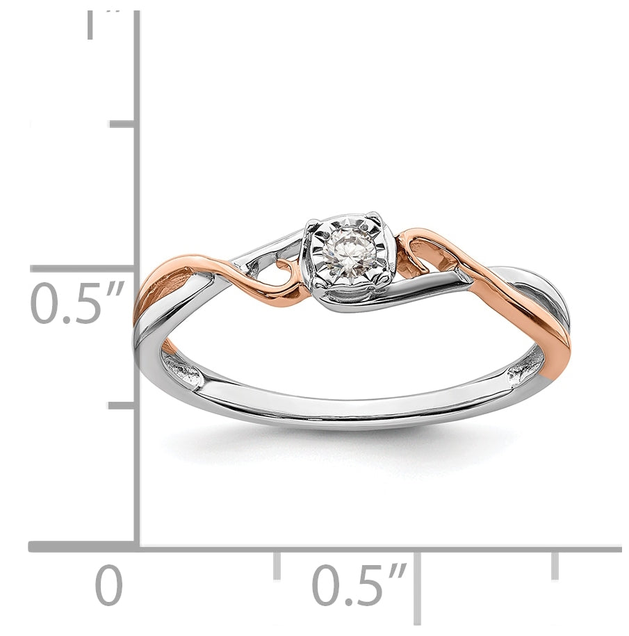 First Promise 14k White and Rose Gold Criss-Cross 1/20 carat Round Diamond Complete Promise/Engagement Ring