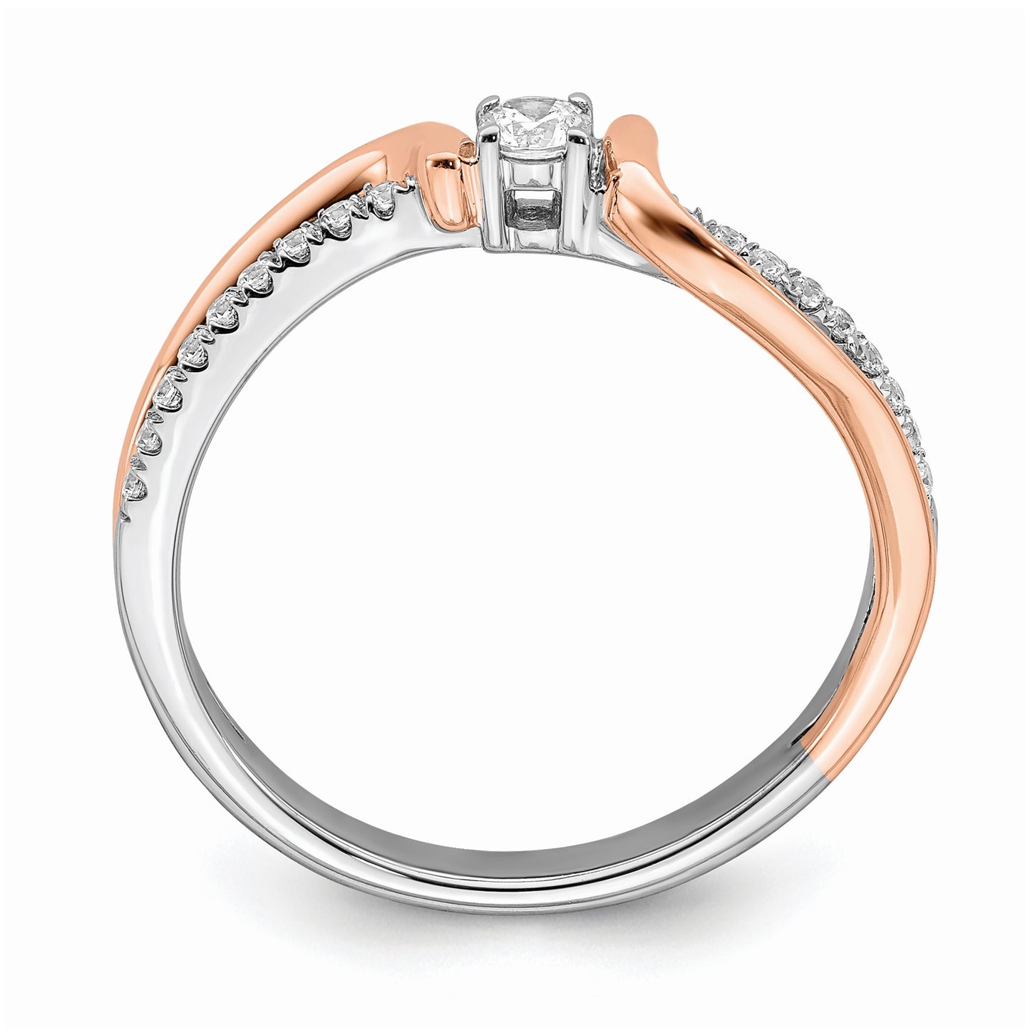 First Promise 14k White and Rose Gold Bypass 1/5 carat Round Diamond Complete Promise/Engagement Ring