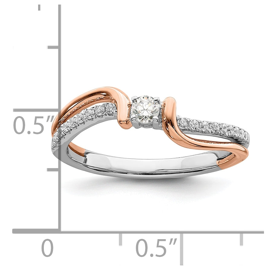 First Promise 14k White and Rose Gold Bypass 1/5 carat Round Diamond Complete Promise/Engagement Ring