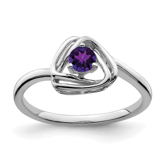 14k White Gold Amethyst Triangle Ring, Size 6