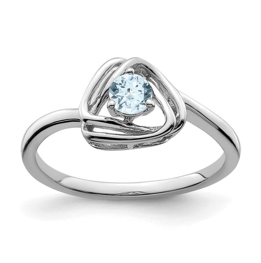 14k White Gold Aquamarine Triangle Ring, Size 7