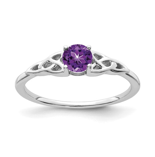 14K White Gold Amethyst Celtic Knot Ring, Size 6