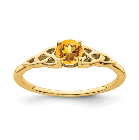 10K Yellow Gold Citrine Celtic Knot Ring, Size 7