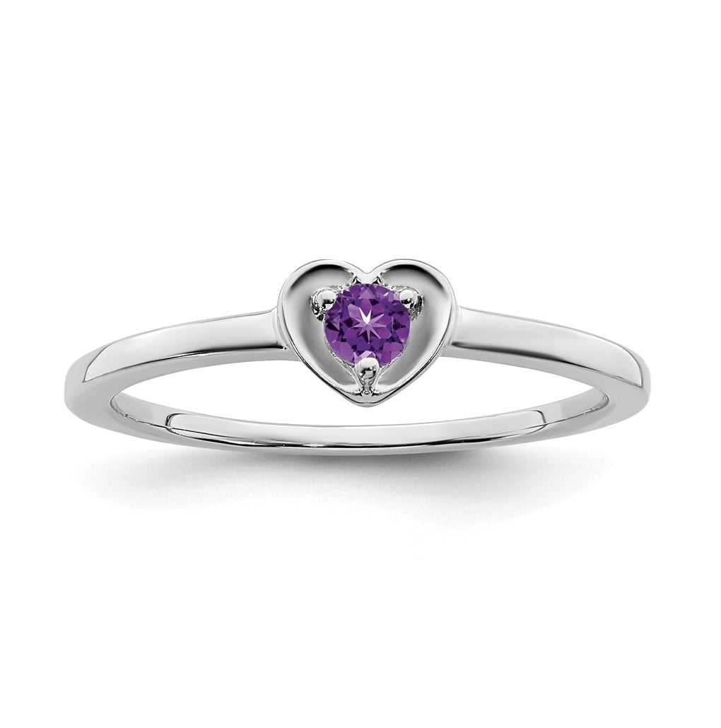 10K Yellow Gold White Gold Amethyst Heart Ring, Size 6