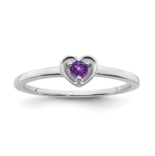 10K Yellow Gold White Gold Amethyst Heart Ring, Size 6