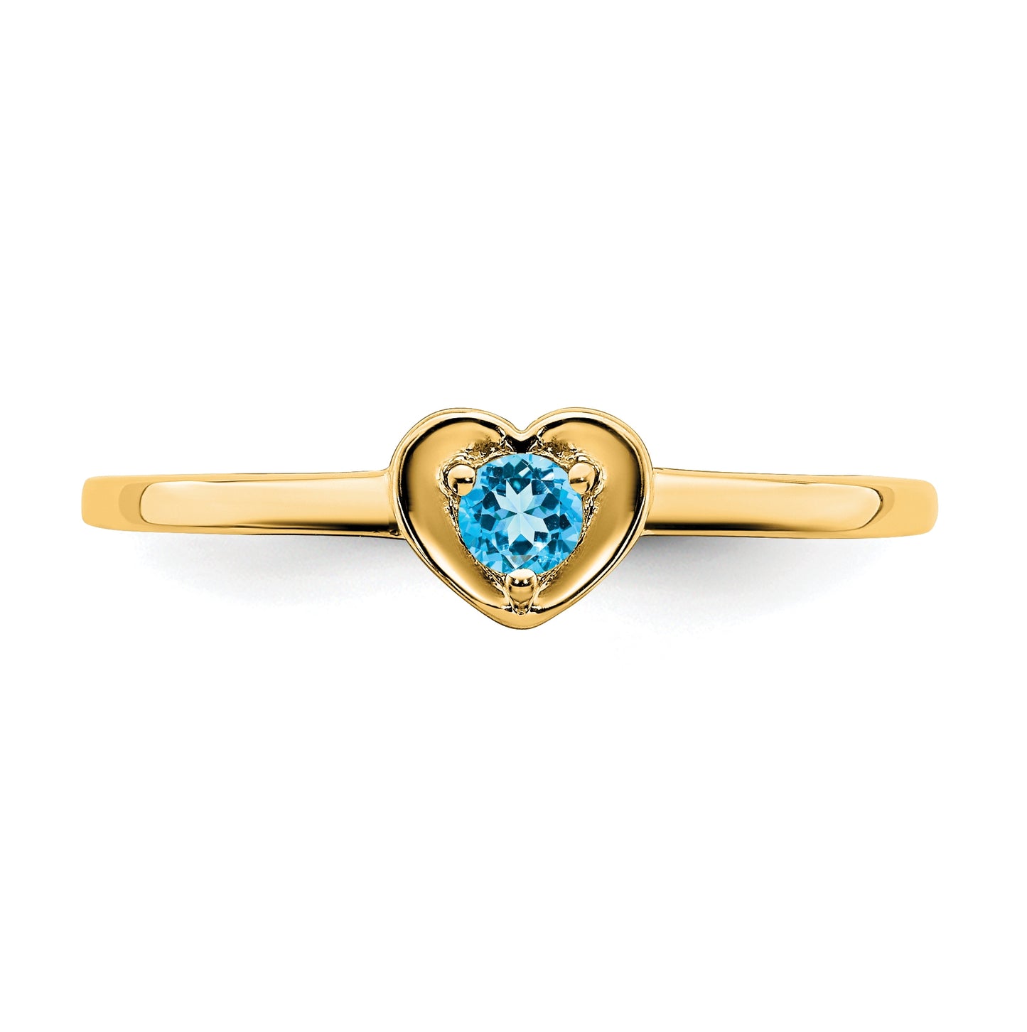 14K Yellow Gold Amethyst Heart Ring, Size 6