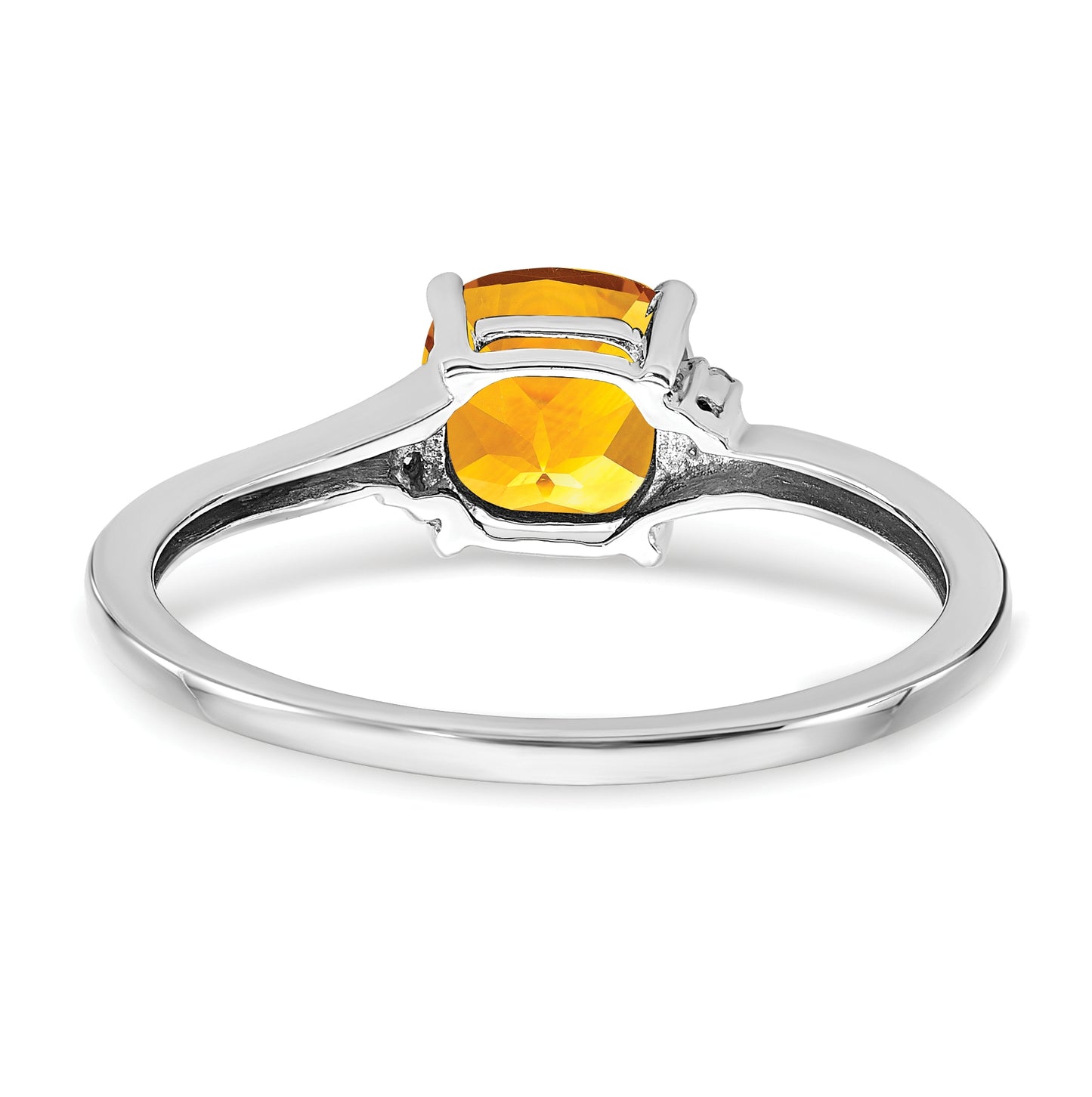 Sterling Silver Rhodium plated Citrine and Dia Ring, Size 7