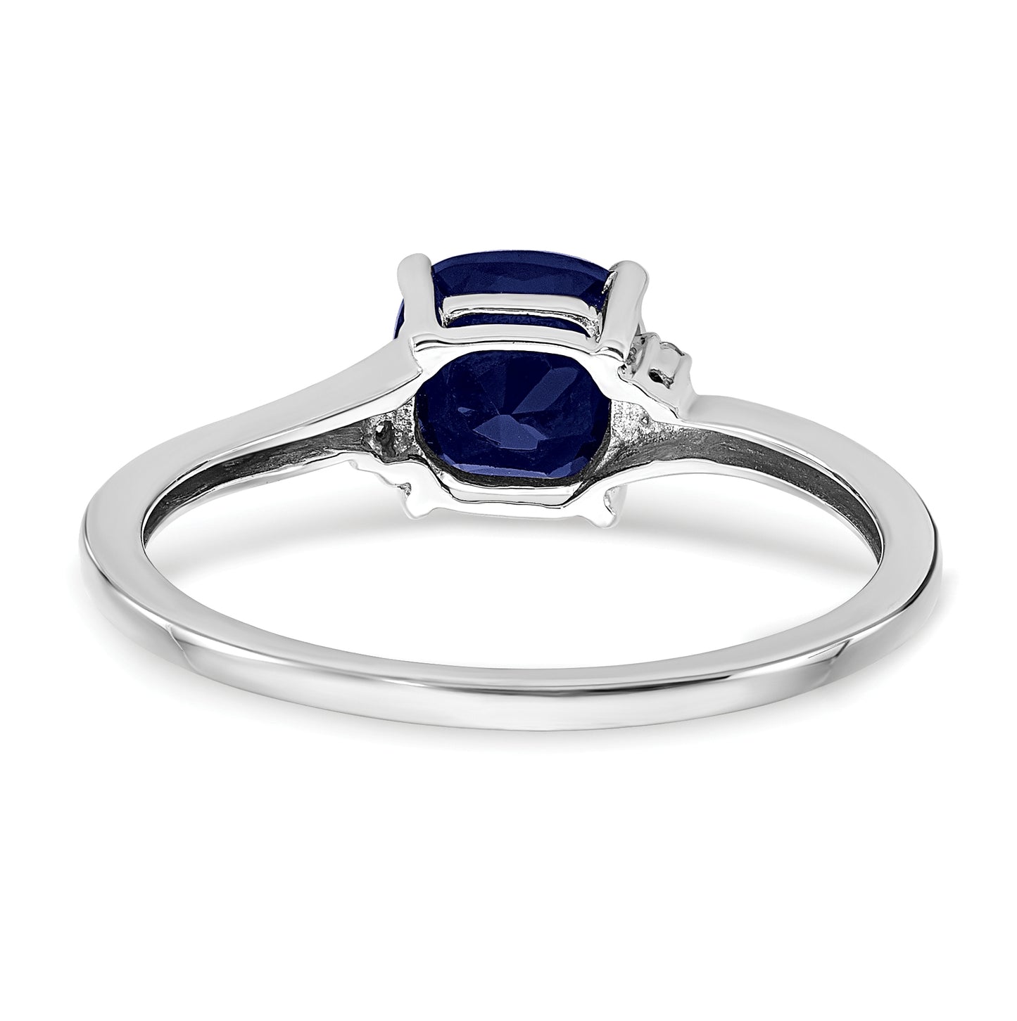 Sterling Silver Rhodium-PlatedCreated Sapphire & Diamond Ring, Size 8