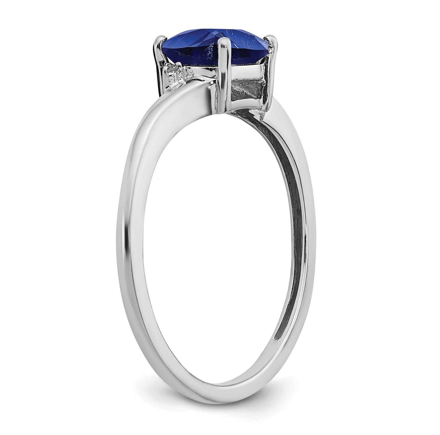 Sterling Silver Rhodium-PlatedCreated Sapphire & Diamond Ring, Size 8